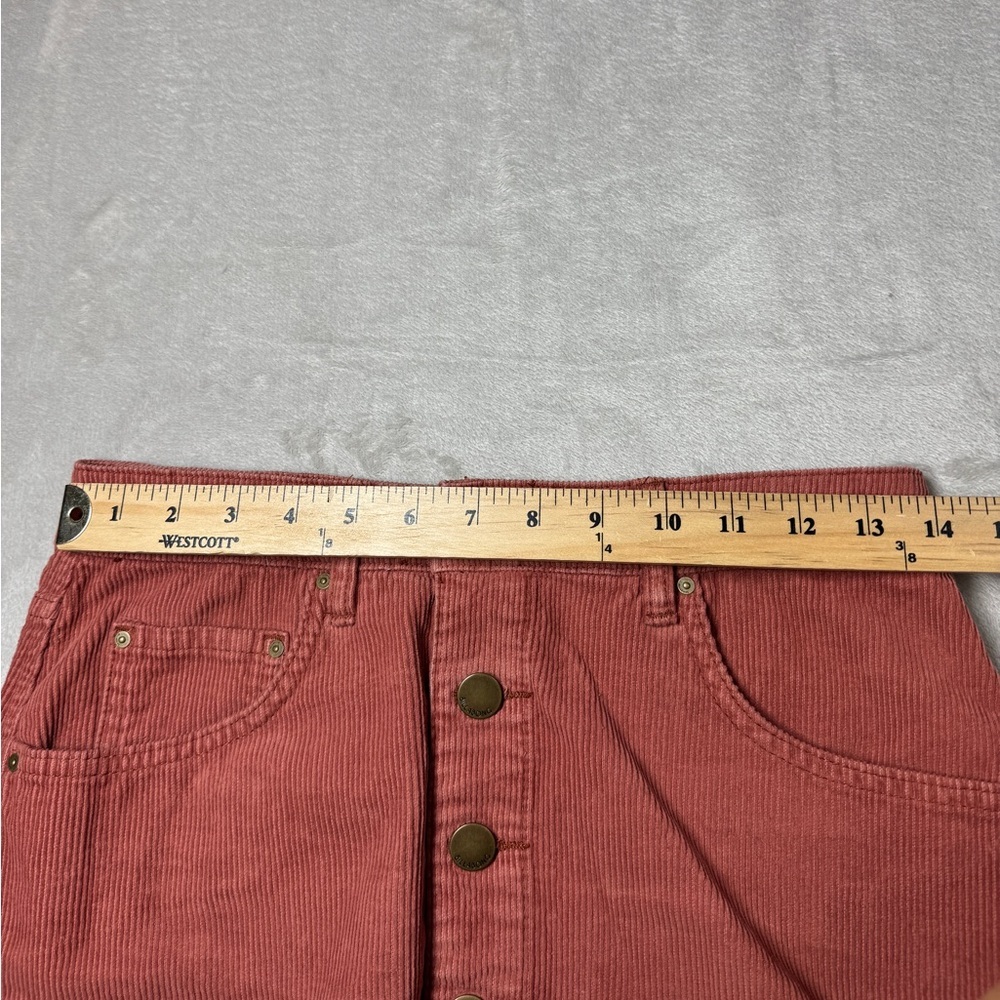 Billabong Dusty Rose Pink Retro Button Front Corduroy Mini Skirt Size 27 - Picture 8 of 16